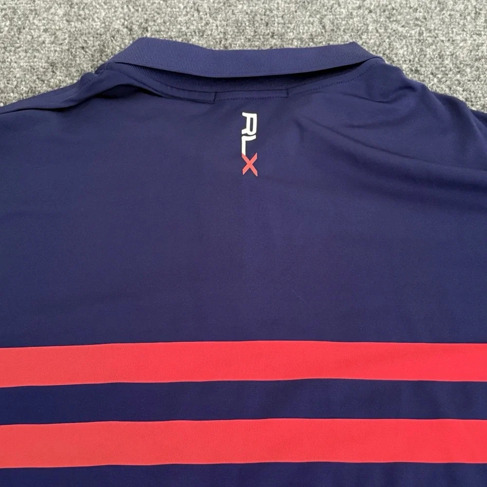 Gozzer Ranch Ralph‎ Lauren RLX Golf Polo Men's Sz XL Color Block Pocket Blue Red
